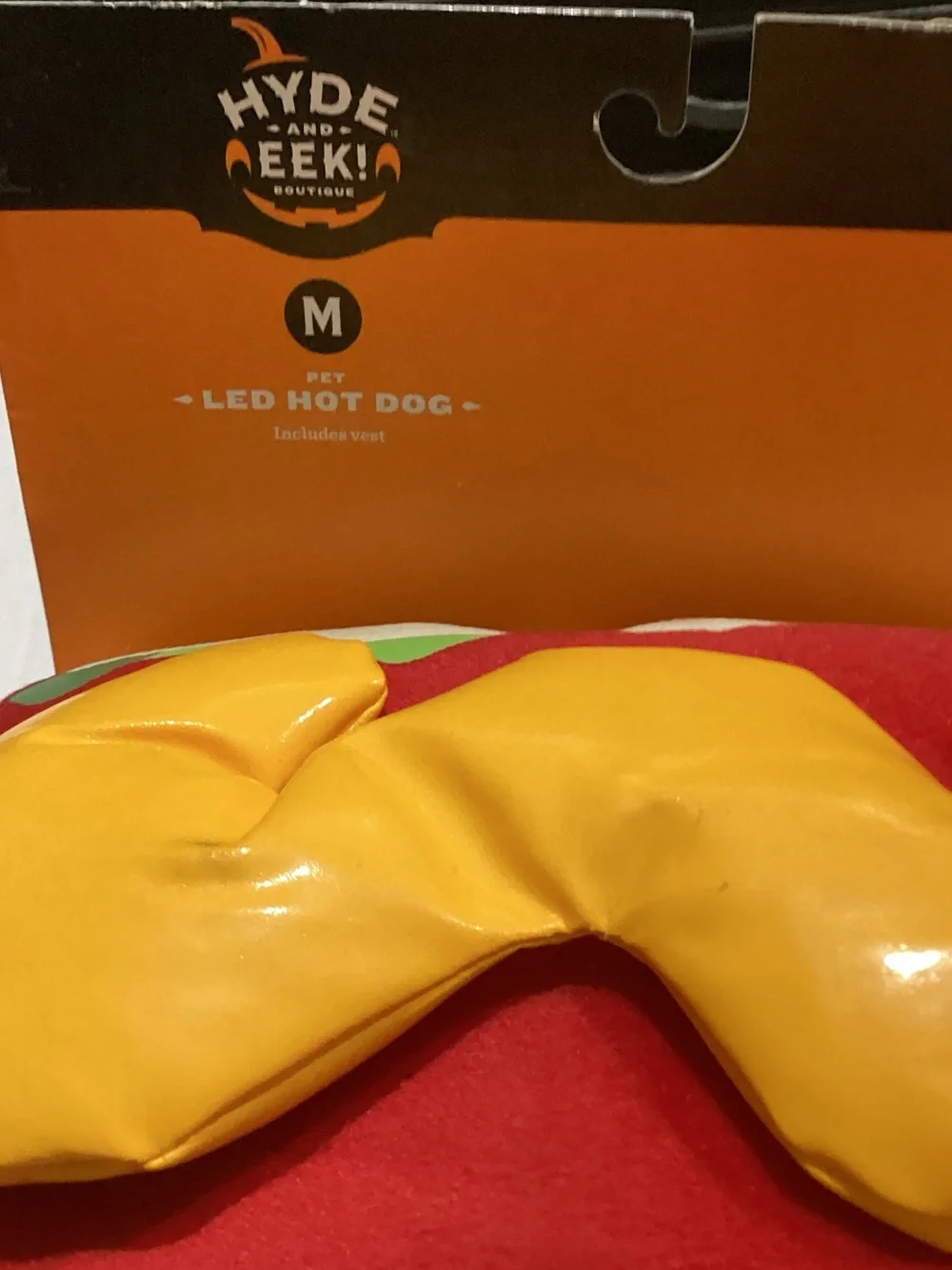 Hyde & Eek! Plush Hot Dog Holiday Pillow in Red, Yellow, Green, Tan